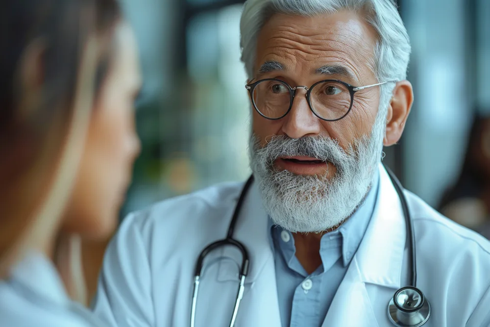 Clinician speaking with a patient
